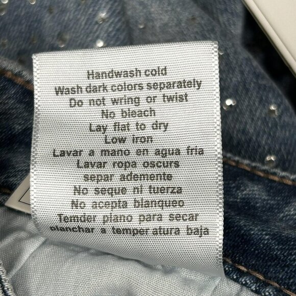 Judy Blue Jean Shorts Womens Medium Blue Denim High Waist Studded Fringed Hem - Picture 6 of 10